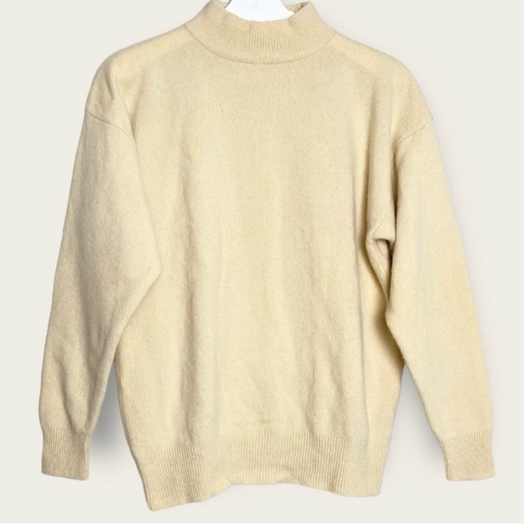 Vintage Cream Wool Mock Neck Sweater - Picture 7 of 7